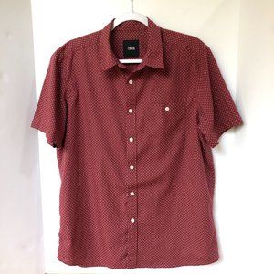 Men's Large ASOS Short Sleeve Maroon Button-Down Collar Shirt